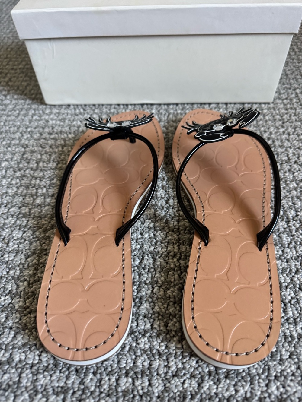 Coach Women's Black Marina Crab Sandals - Tan Insole - Picture 4 of 10